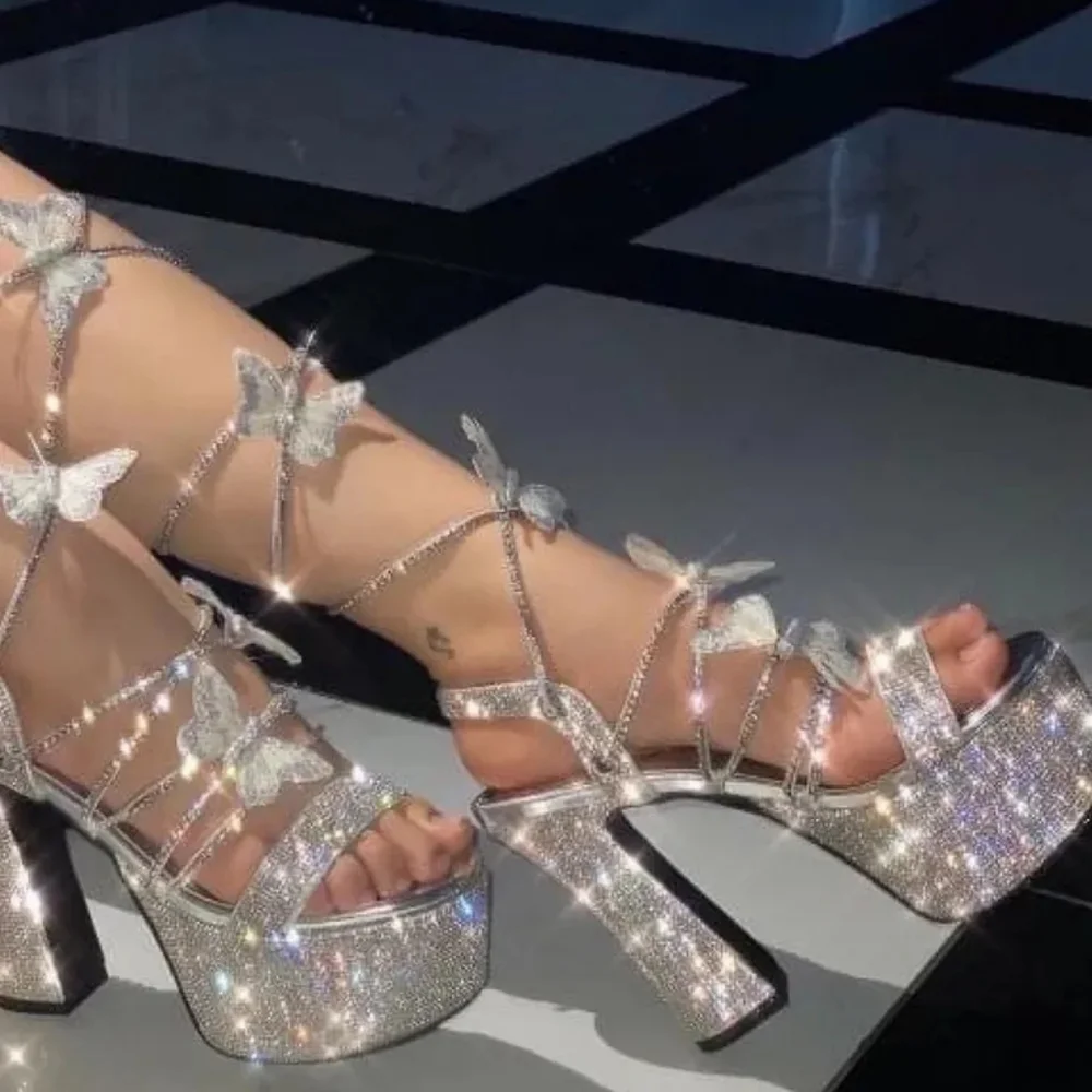 NWOB Dolls Kill Poster Girl Blindin' Pixie Queen Lace Up Heels Butterfly 8! - Picture 4 of 16